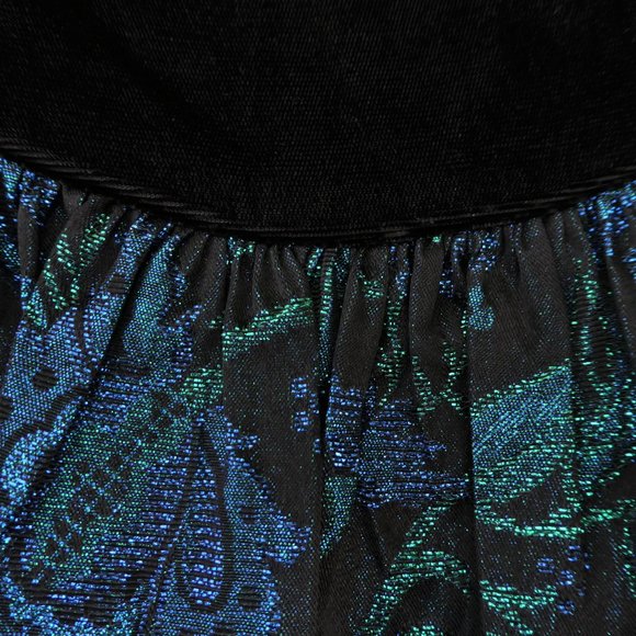 Vintage 80s Ball Gown Scott McClintock Brocade Velvet Basque V Waist Puff Sleeve - Picture 8 of 12